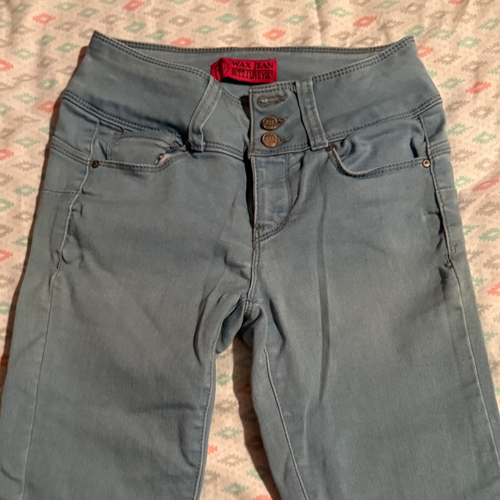 Wax Jean Sky Blue Buttoned Jeans